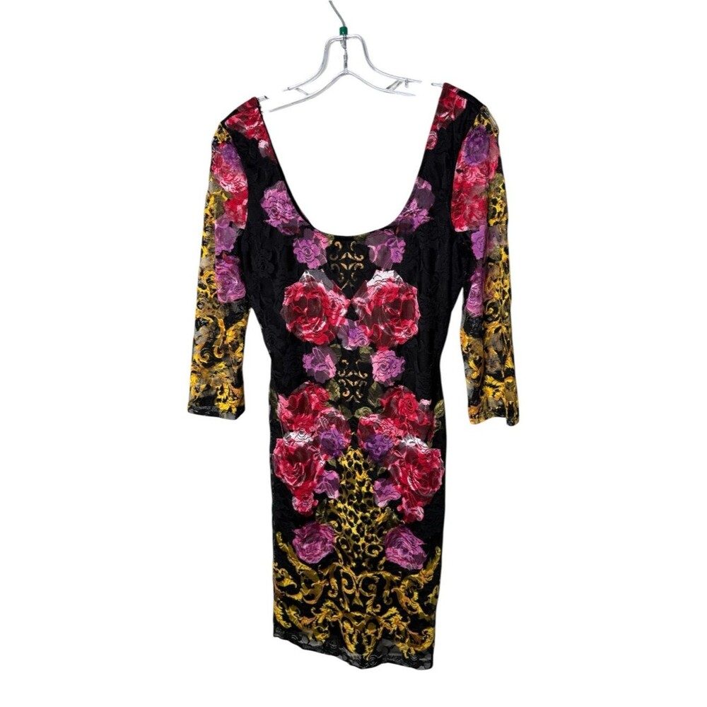 Venus Floral Lace Dress Black Multi Medium Bodycon Romantic